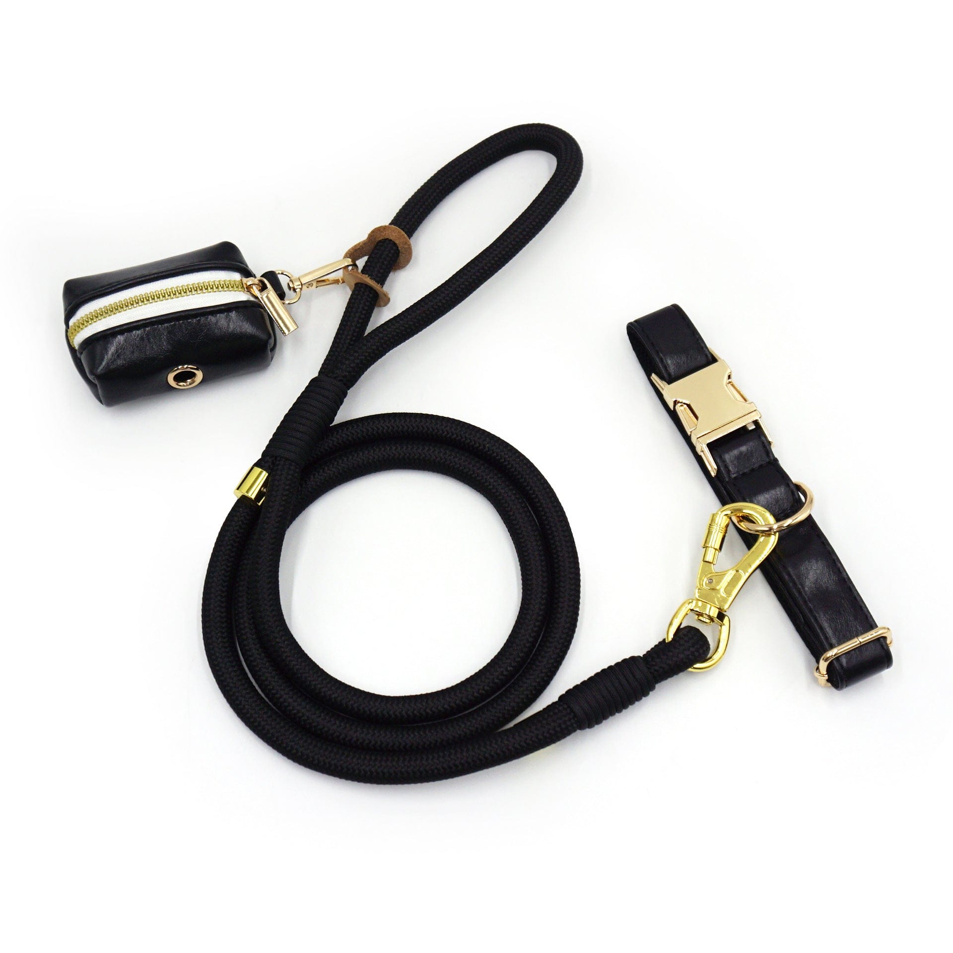 Dogs and Cats Boutique 10 Black / XS New Leather Hand-woven Round Rope Strong Dog Rope Leash (To Get Done)