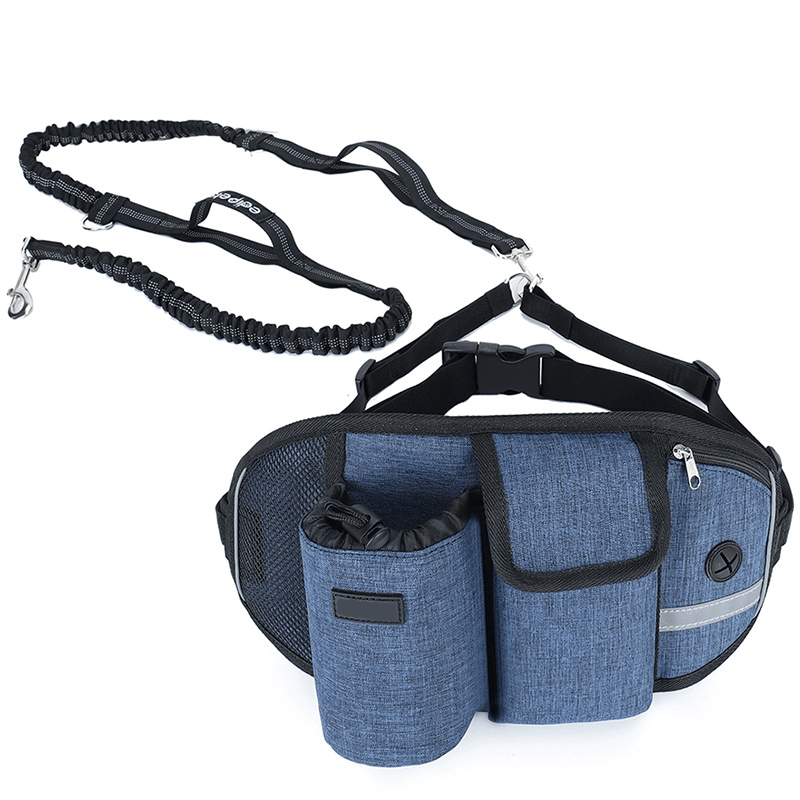 Dogs and Cats Boutique 10 Blue Set Dog Training Leash Waist Bag Hands-Free Outdoor Pet Running Walking Leash Portable Dog Food Water Cup Storage Bags (To Get Done)