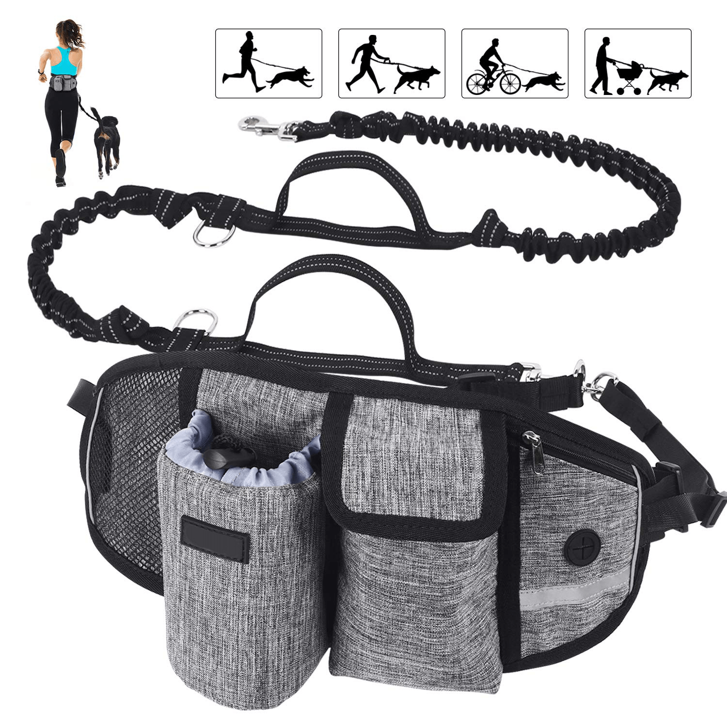 Dogs and Cats Boutique 10 Dog Training Leash Waist Bag Hands-Free Outdoor Pet Running Walking Leash Portable Dog Food Water Cup Storage Bags (To Get Done)