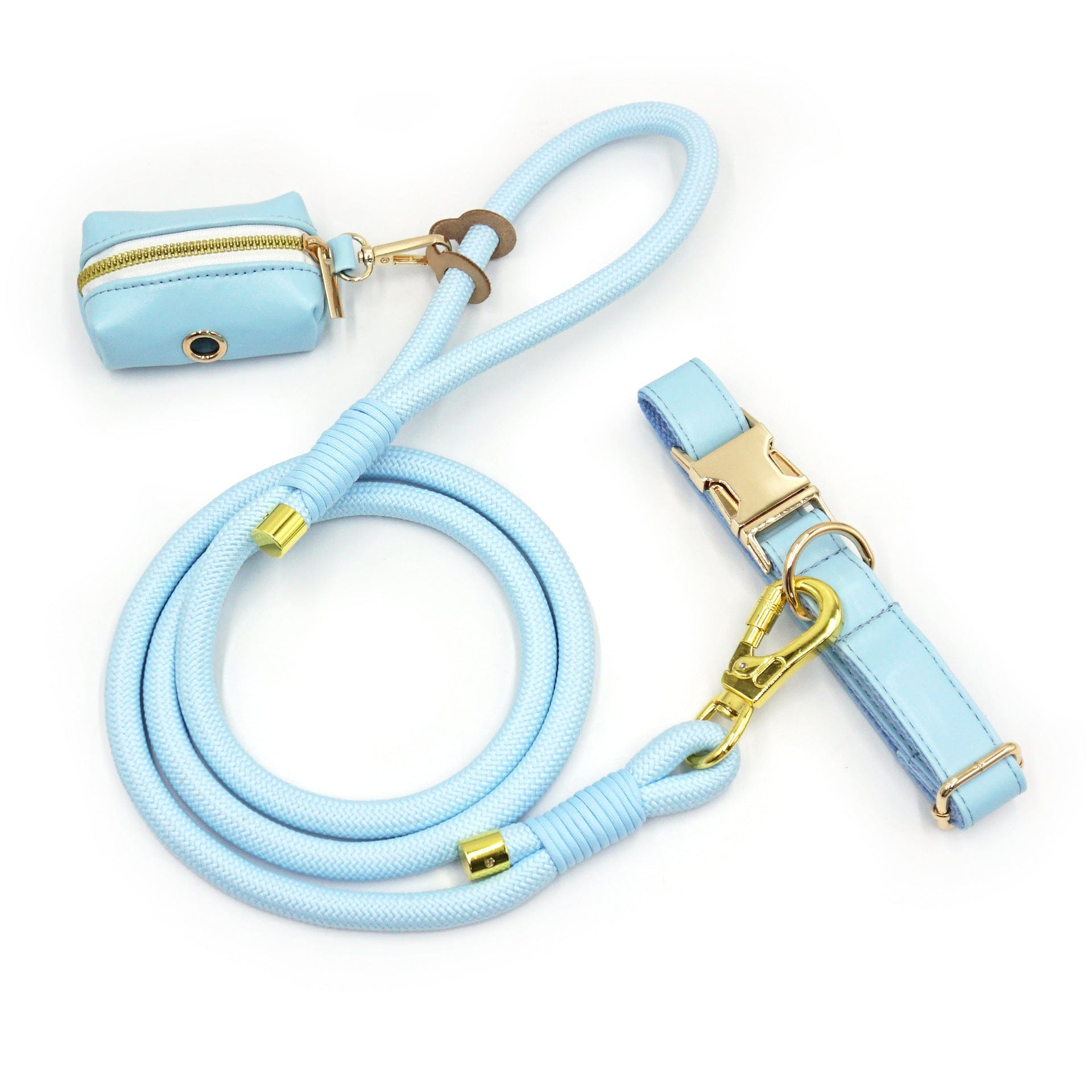 Dogs and Cats Boutique 10 Sky Blue / XS New Leather Hand-woven Round Rope Strong Dog Rope Leash (To Get Done)