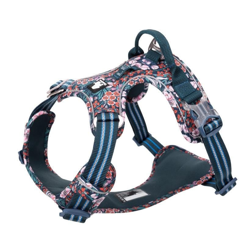 Dogs and Cats Boutique 11 Blue / XS Pet Dog's Chest Strap Floral Explosion-proof Punching Traction (To Get Done)