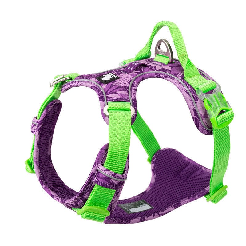 Dogs and Cats Boutique 11 Purple  green / XS Dog Walking Vest-Style Chest Harness Adjustable For Large Dogs (To Get Done)