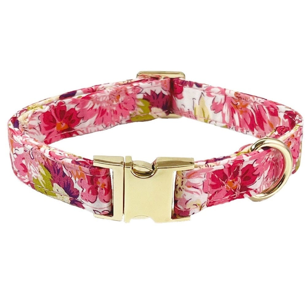 Dogs and Cats Boutique 12 Collar A Rose Red / L Pet Lettering Collar Metal Floral Collar Hand Holding Rope Medium Large Dog Leash (To Get Done)