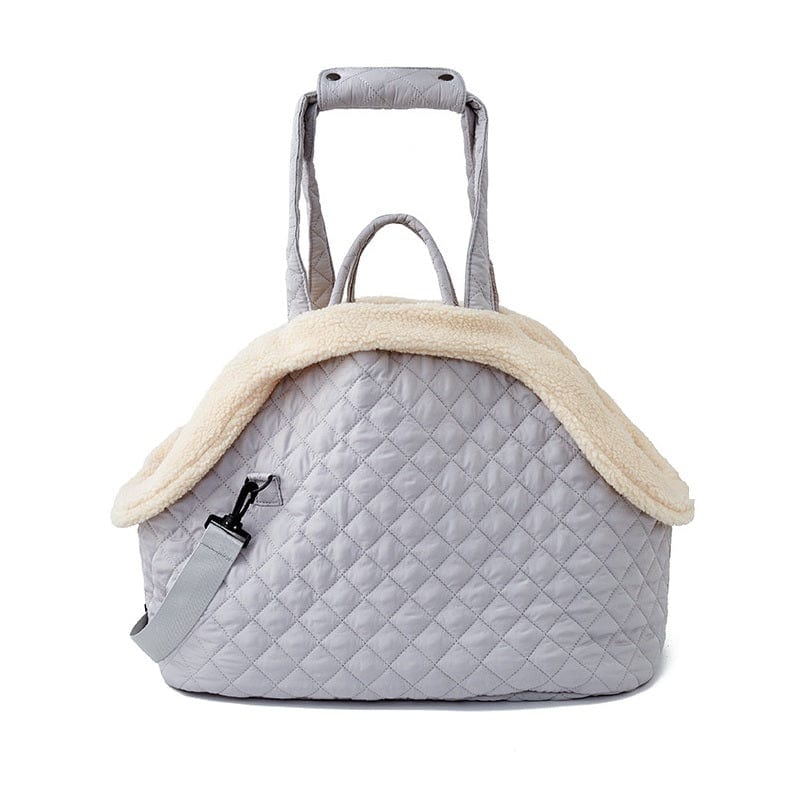 Dogs and Cats Boutique 13 Light Gray Autumn And Winter Rhombus Korean Style Quilted Pet Portable Single-shoulder Bag Cat Teddy Travel Portable Pet Bag (To Get Done)