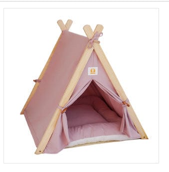 Dogs and Cats Boutique 16 Pink / L Pet Tent Cat Litter Removable And Washable Striped Canvas Solid Wood (To Get Done)