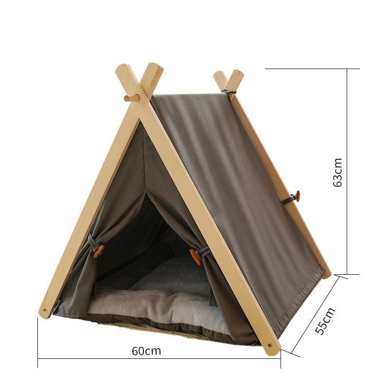 Dogs and Cats Boutique 16 Pure grey / L Pet Tent Cat Litter Removable And Washable Striped Canvas Solid Wood (To Get Done)