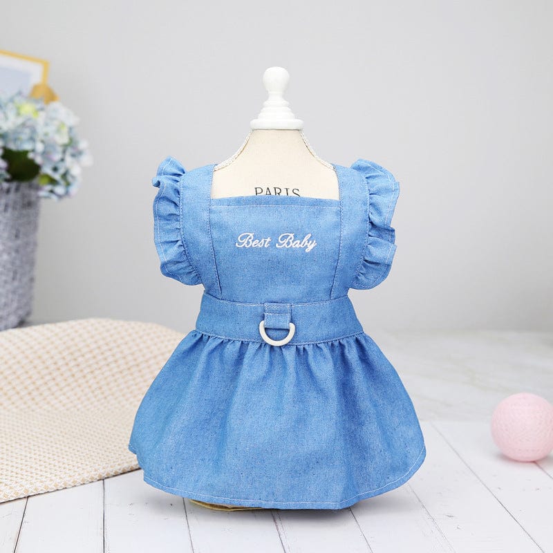 Dogs and Cats Boutique 3 Letter Denim Skirt Light Blue / L Denim Dog Dress Harness