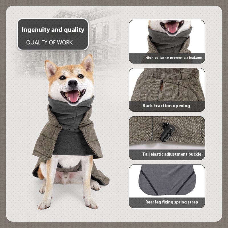 Dogs and Cats Boutique 5 Dog Cotton Clothing British Style Dog Suit Vest Cold-proof Warm Dog Clothes Dog Cloak (To Get Done)