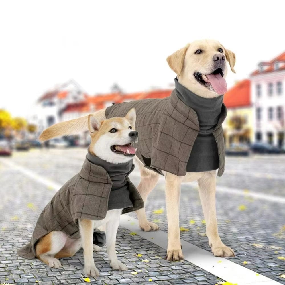 Dogs and Cats Boutique 5 Khaki Plaid / XS Dog Cotton Clothing British Style Dog Suit Vest Cold-proof Warm Dog Clothes Dog Cloak (To Get Done)