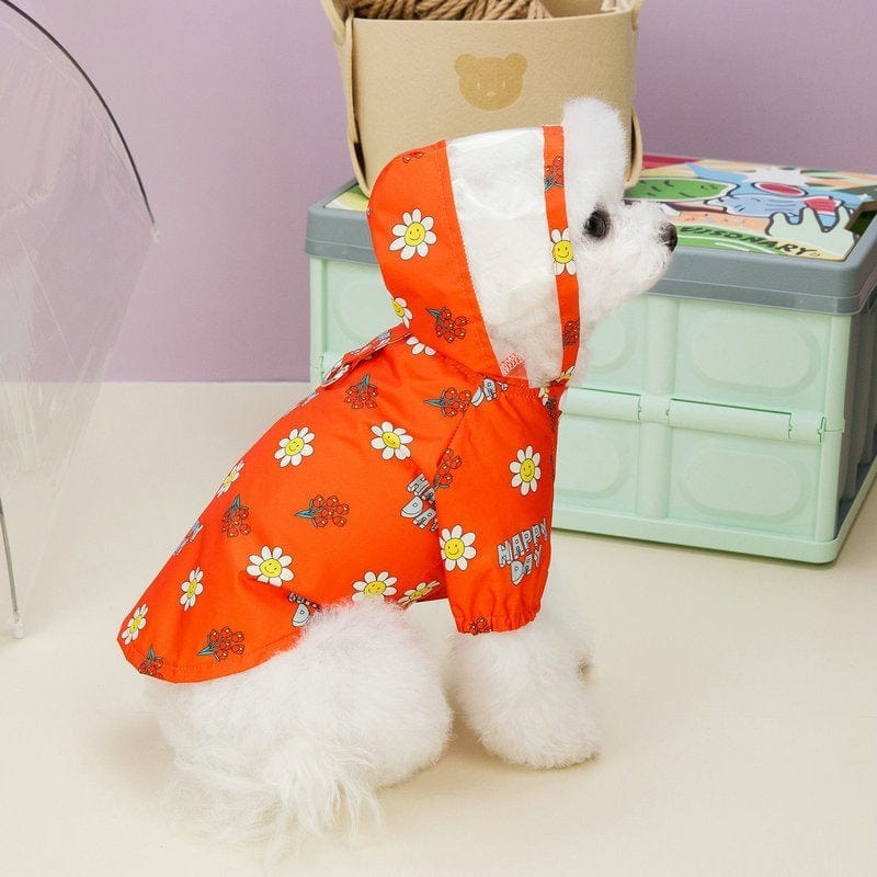 Dogs and Cats Boutique 5 Raincoat Orange / L Dog Raincoat Pet Clothing Two Feet With Pull Ring Traction Transparent Spring, Summer, Autumn And Winter Four Seasons (To Get Done)