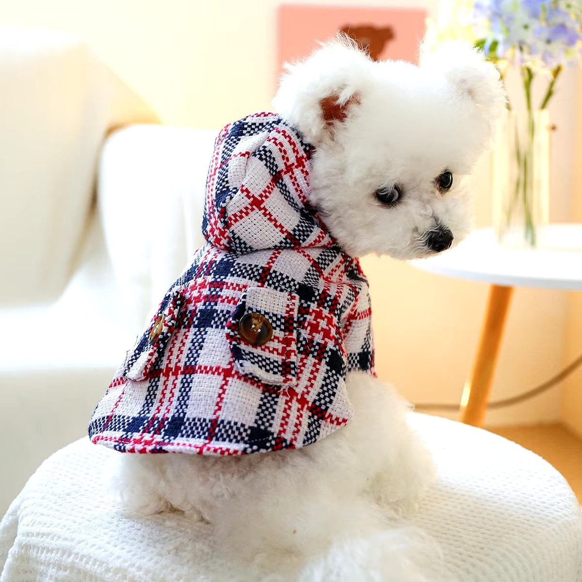 Dogs and Cats Boutique 6 Autumn And Winter Warm Red Plaid Trench Coat (To Get Done)