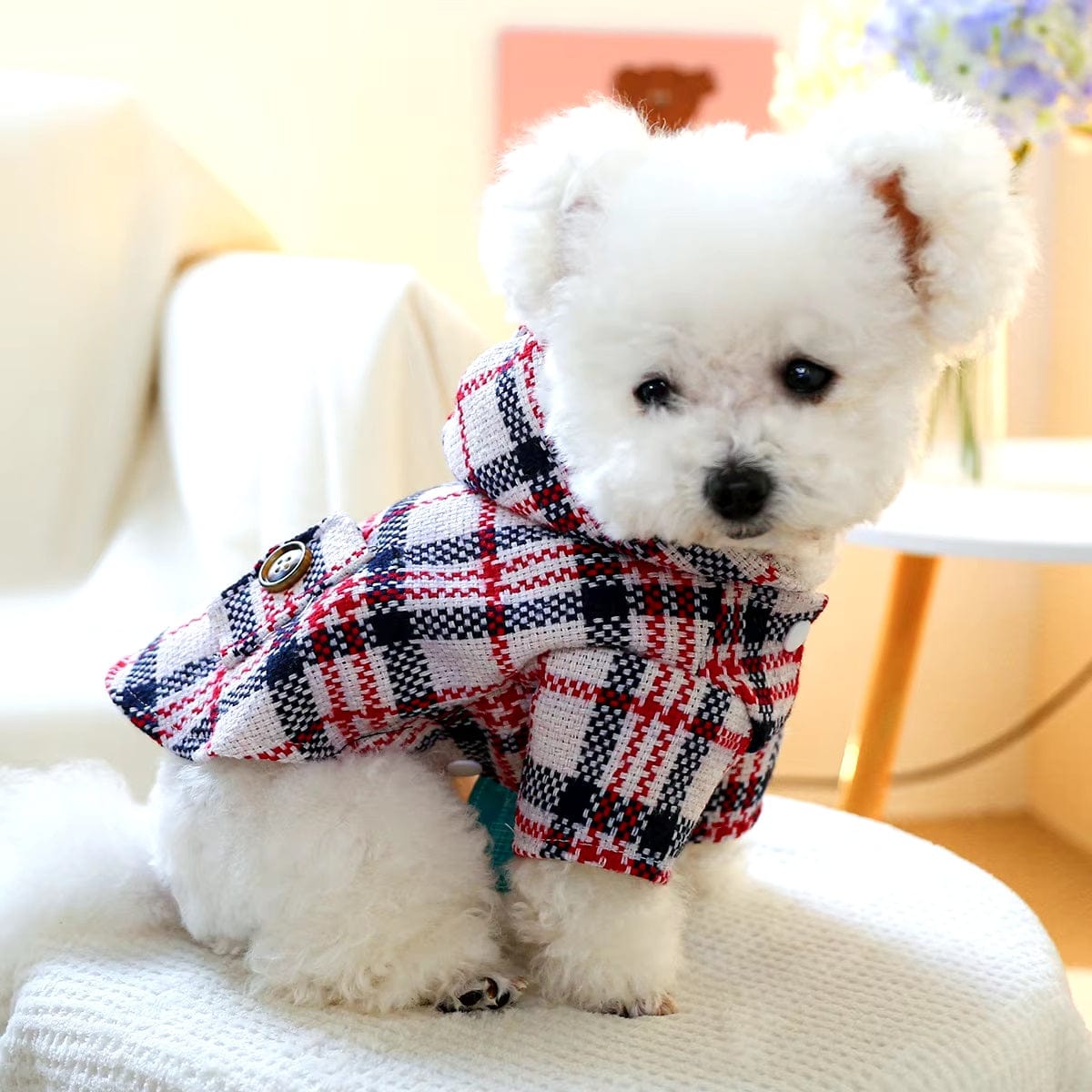 Dogs and Cats Boutique 6 Autumn And Winter Warm Red Plaid Trench Coat (To Get Done)