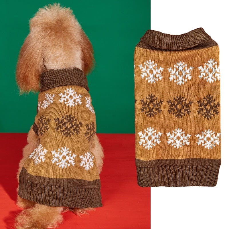 Dogs and Cats Boutique 6 Dark Brown / L Snowflake Brown Gray Autumn And Winter New Dog Christmas Sweater (To Get Done)