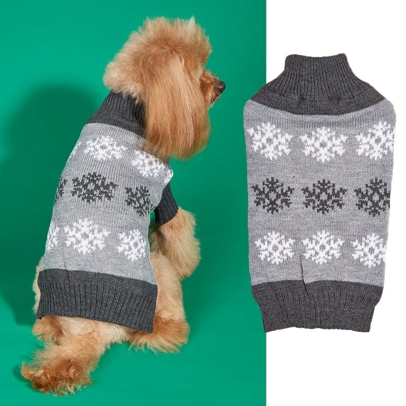 Dogs and Cats Boutique 6 Gray / L Snowflake Brown Gray Autumn And Winter New Dog Christmas Sweater (To Get Done)