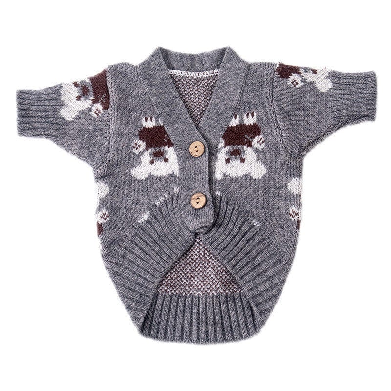 Dogs and Cats Boutique 6 Grey / L Bear Print Pet Sweater