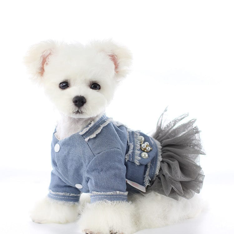 Dogs and Cats Boutique 6 Grey / XS Small Dog Denim Tutu Skirt Dress