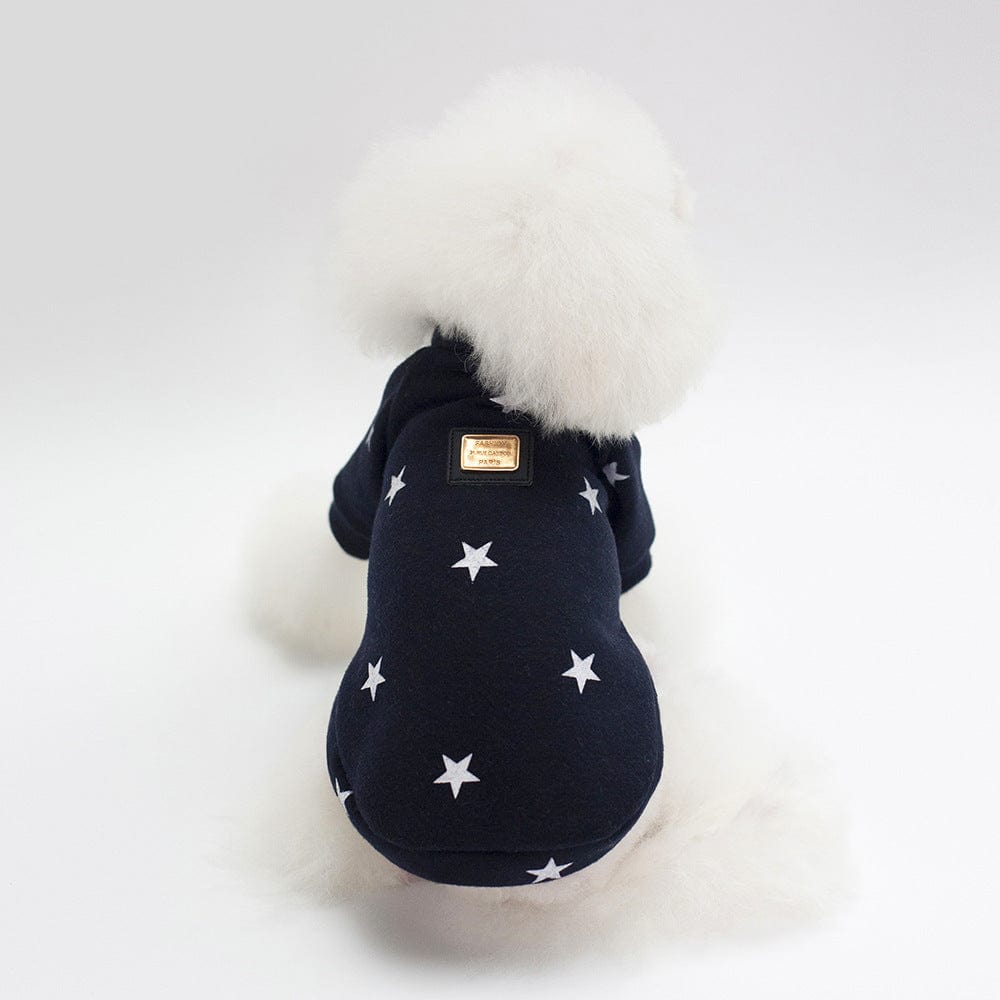 Dogs and Cats Boutique 6 Purplish Blue / L Cozy Star-Print Dog Pullover