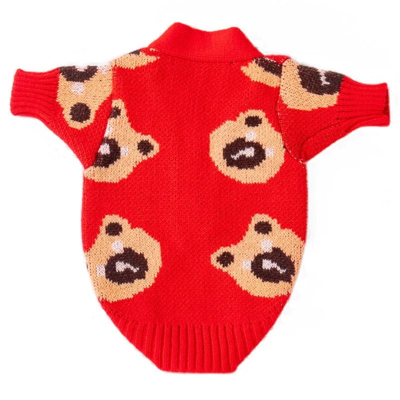 Dogs and Cats Boutique 6 Red / L Bear Print Pet Sweater