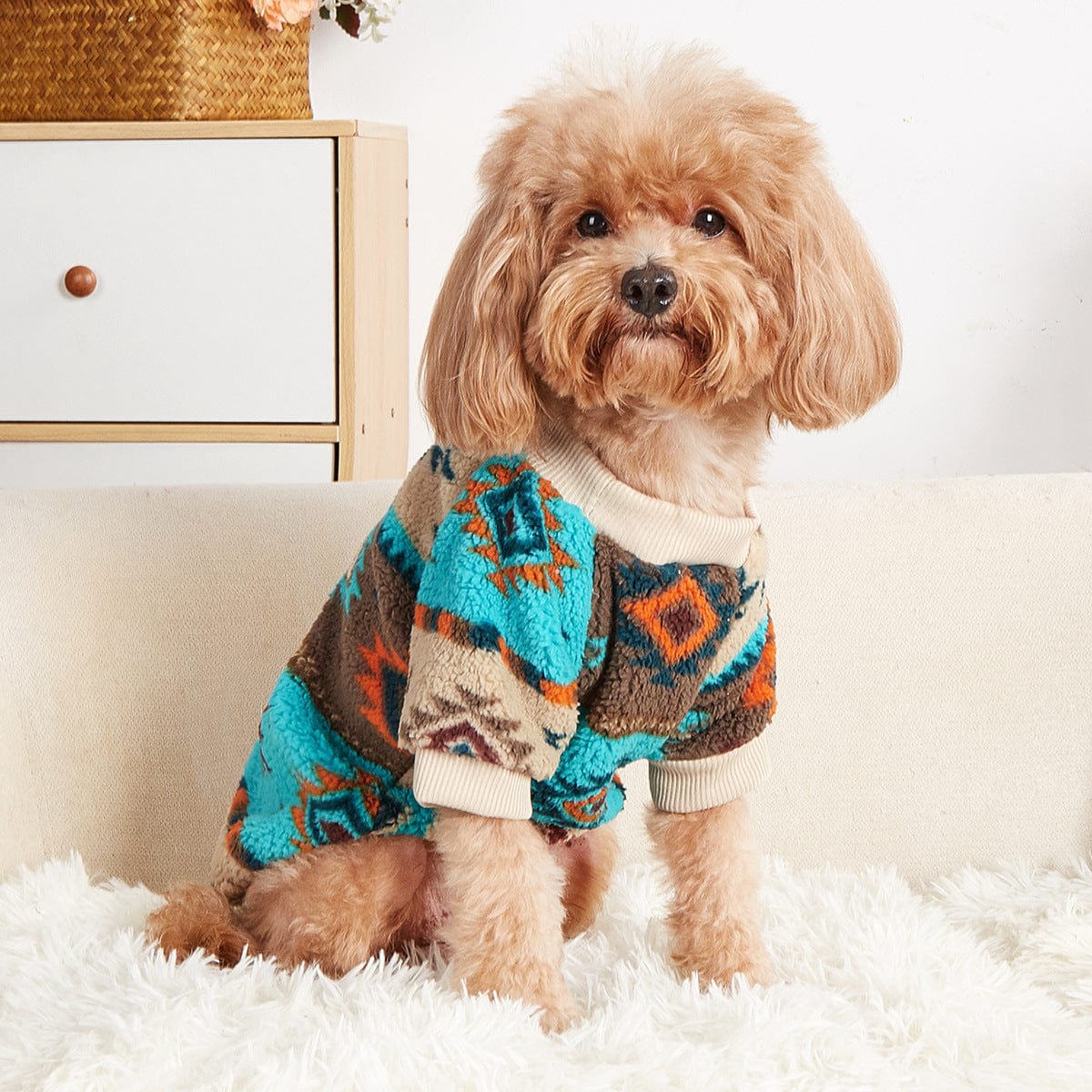 Dogs and Cats Boutique 6 Sante Totem Fleece Sweatshirt / 2XL Aztec Print Dog Sweater