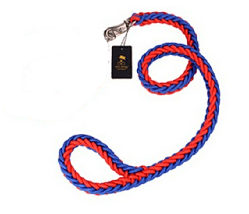 Dogs and Cats Boutique 10 Blue Red / M Heavy Duty Metal Clasp Braided Dog Leash