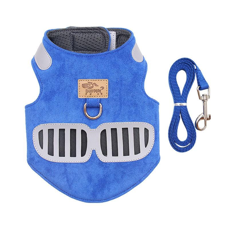 Dogs and Cats Boutique 11 Dark Blue / XS Soft Suede Harness Traction Rope