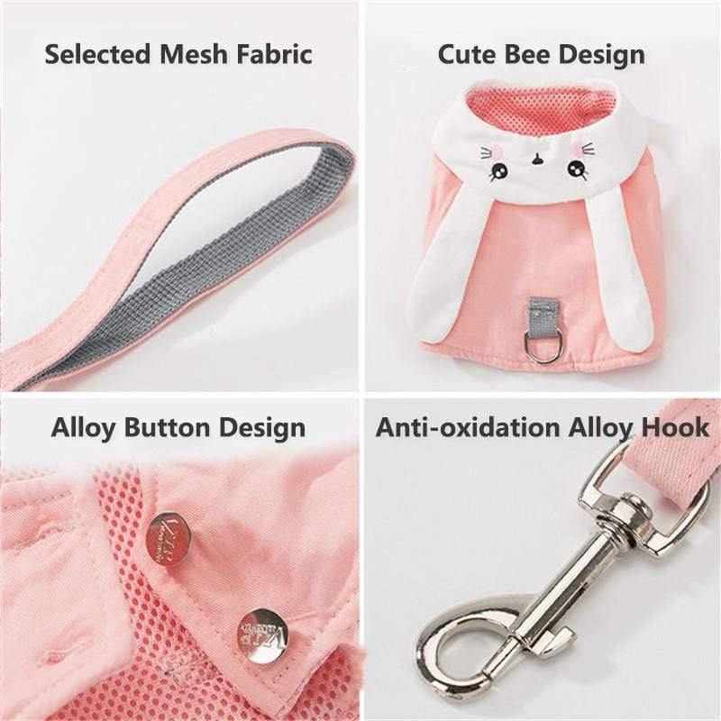 Dogs and Cats Boutique 11 Pink Rabbit Harness Set