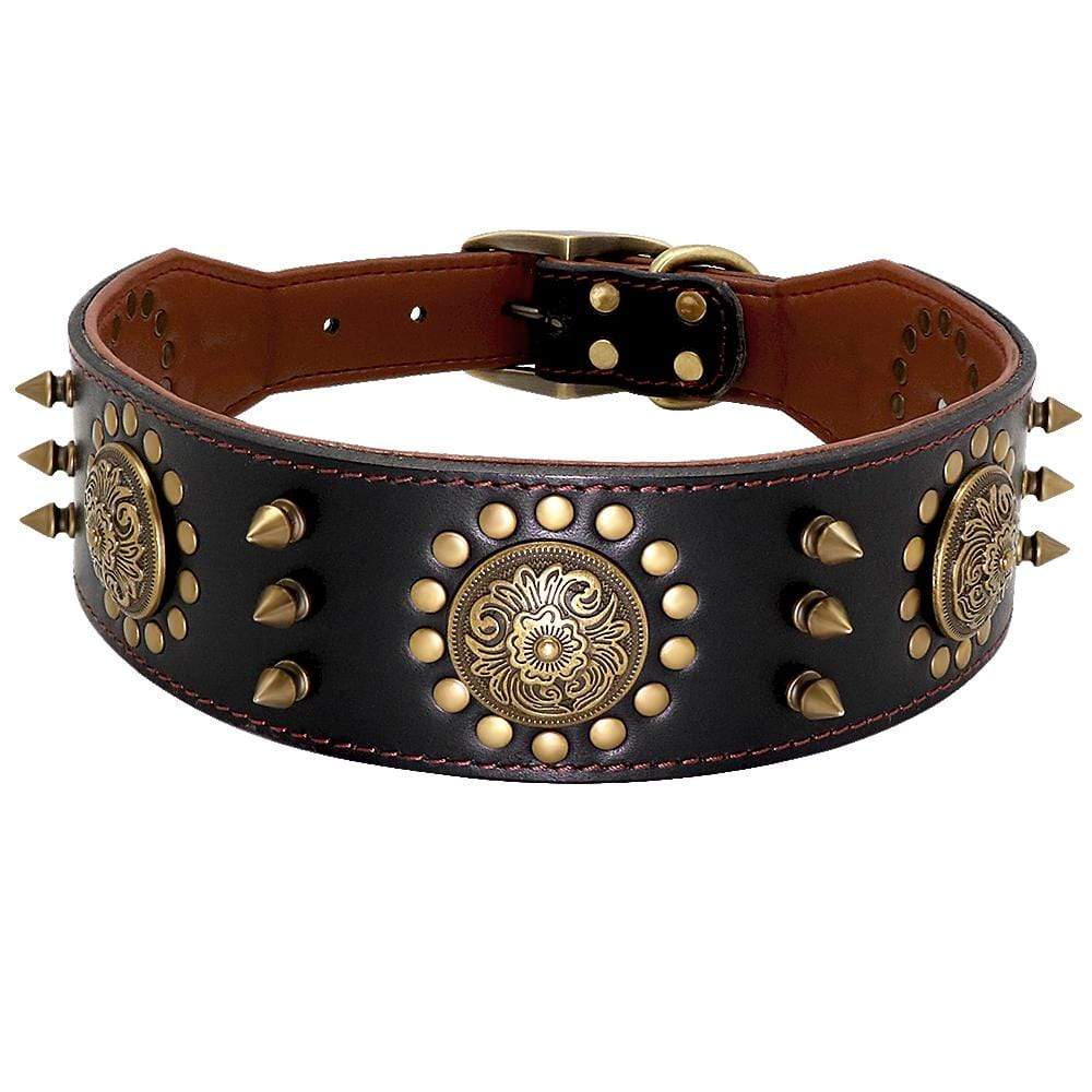 Dogs and Cats Boutique 12 Black / XL Leather Stud Dog Collar