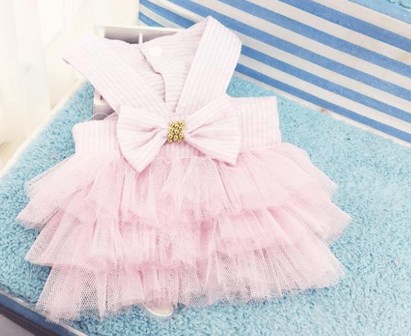 Dogs and Cats Boutique 2 Pink / M Bowknot Ruffle Sleeveless Dress