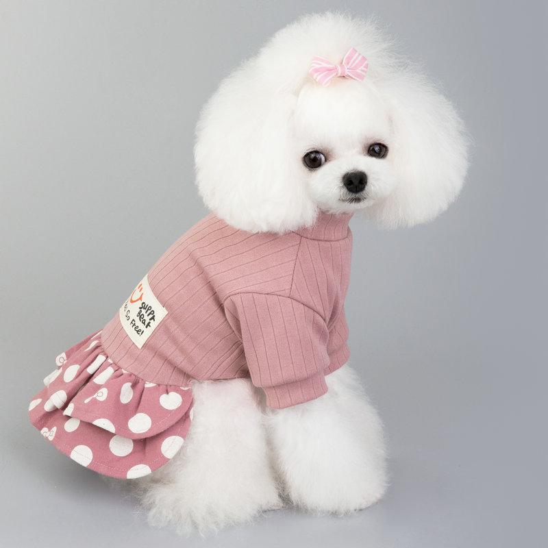 Dogs and Cats Boutique 2 Pink / S Polka Dot Sweater Pet Dress