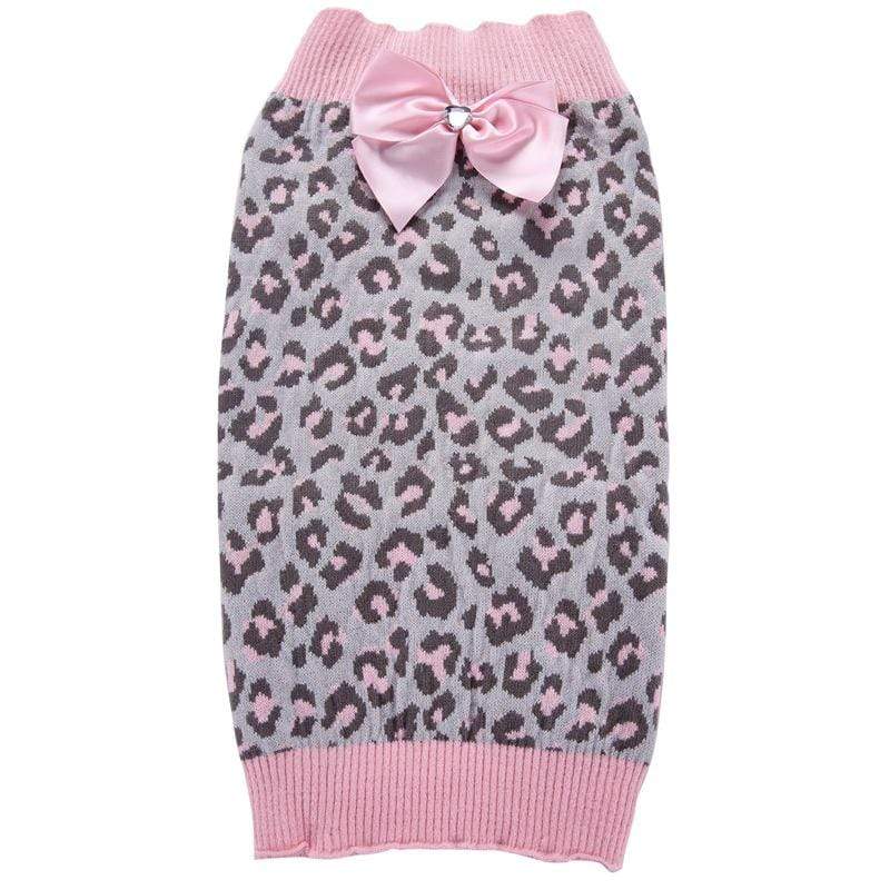 Dogs and Cats Boutique 2 Pink / XXL Pink Leopard Bow Sweater