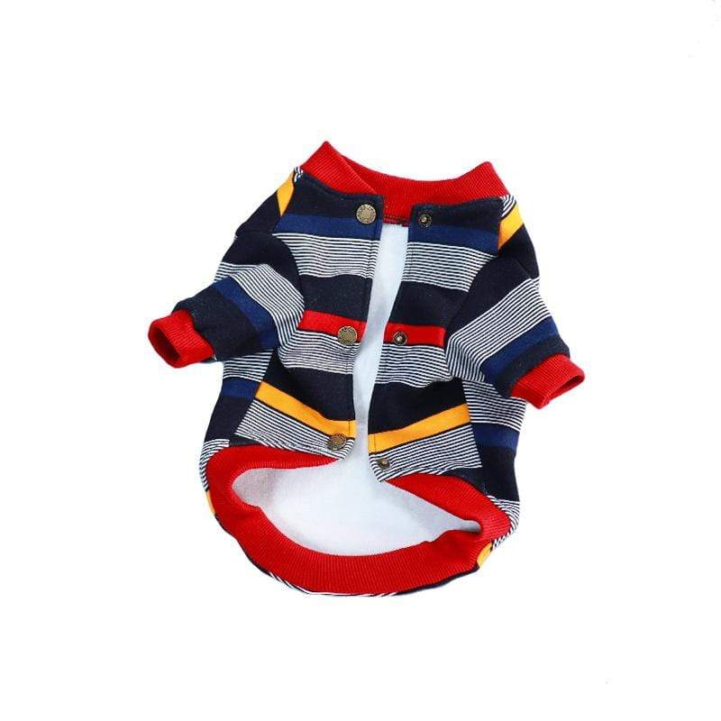 Dogs and Cats Boutique 2 Red / M Striped Button Up Dog Sweater