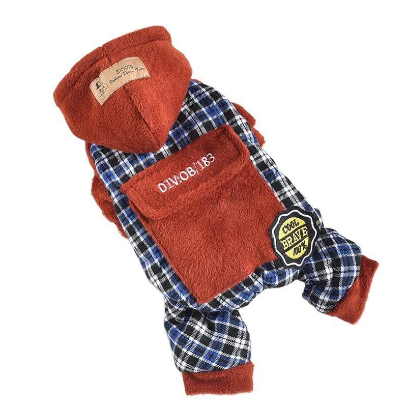 Dogs and Cats Boutique 2 Red / S Hooded Plush Four-Legged Dog Suit