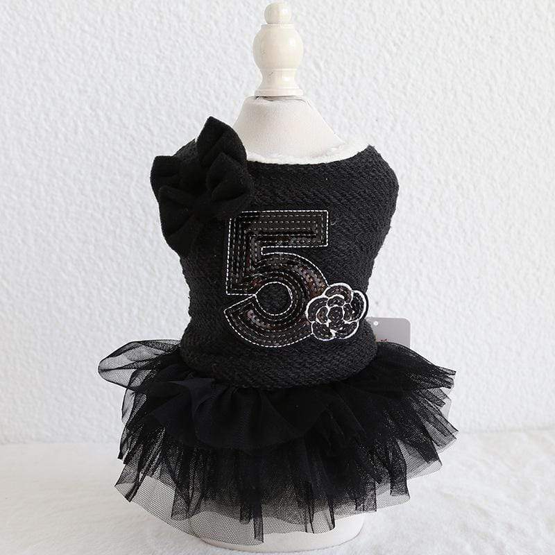 Dogs and Cats Boutique 3 Black / XS Number 5 Double Bow Tutu Dress