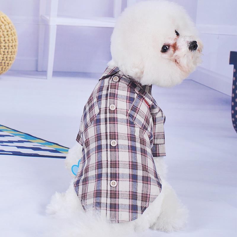 Dogs and Cats Boutique 3 Double Diagonal Pocket Dog Plaid Shirt