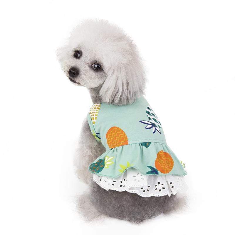 Dogs and Cats Boutique 3 Green / B / S Pineapple Printed Dog Dress