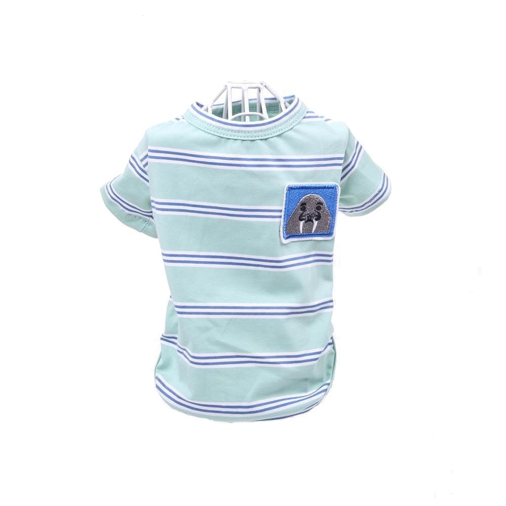 Dogs and Cats Boutique 3 Green / L Bear Striped Pet T-Shirt