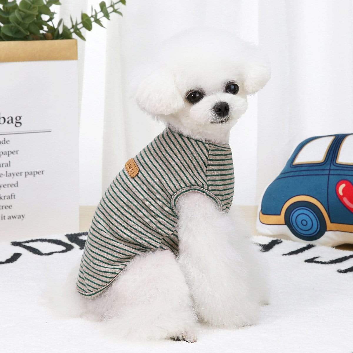 Dogs and Cats Boutique 3 Grey / S Thin Trend Striped Dog Top