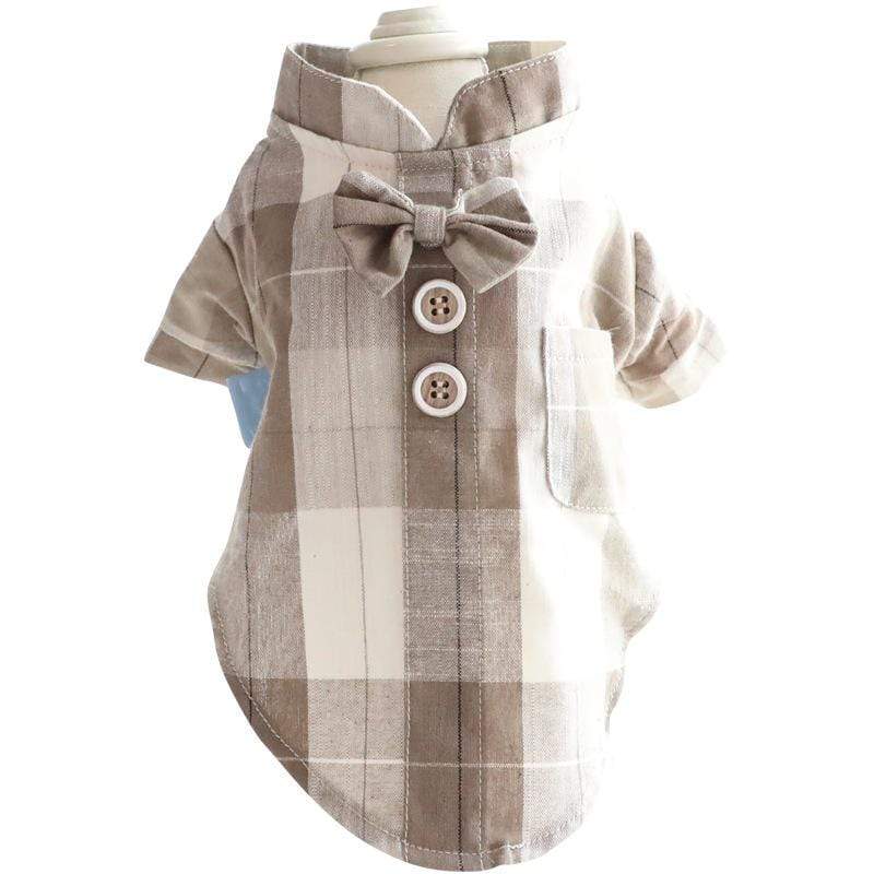 Dogs and Cats Boutique 3 Plaid Bow Tie Stand Collar Shirt