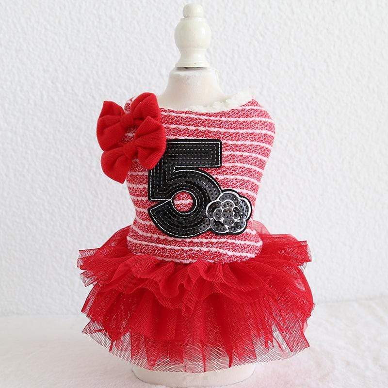 Dogs and Cats Boutique 3 Red / XS Number 5 Double Bow Tutu Dress