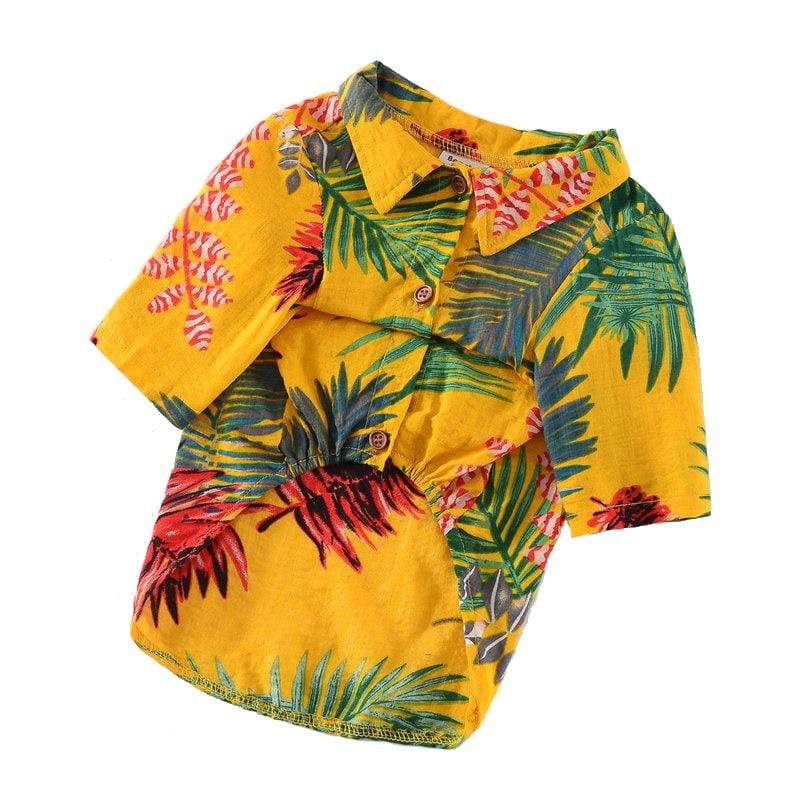 Dogs and Cats Boutique 3 Yellow / M Printed Hawaiian Dog Shirt