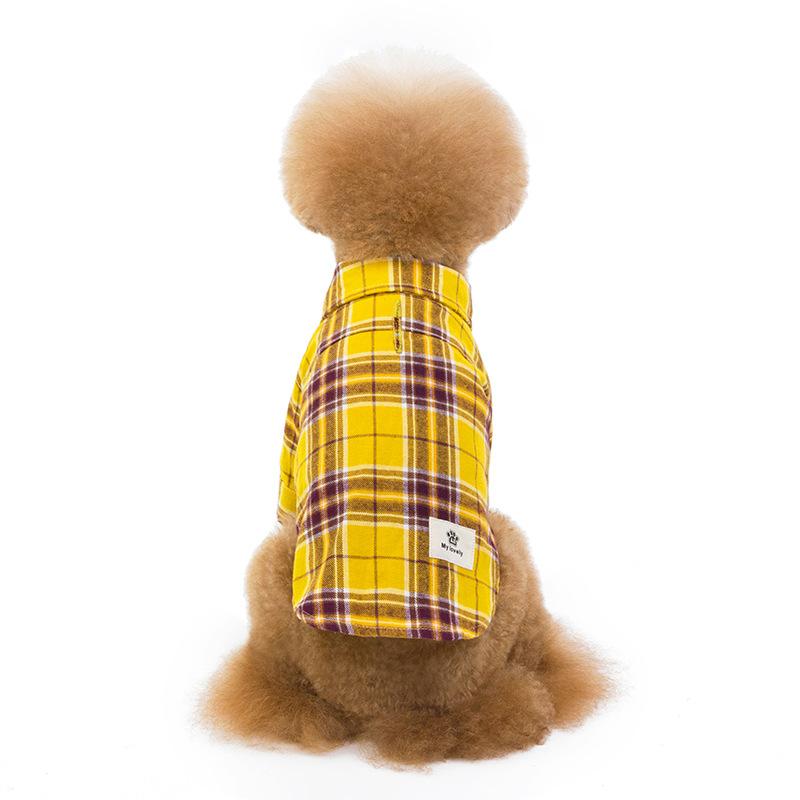 Dogs and Cats Boutique 3 Yellow / S Checkered Dog Shirt