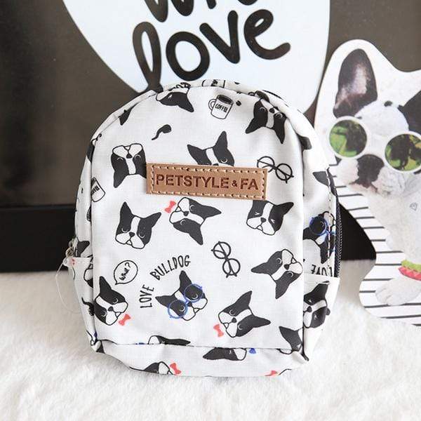 Dogs and Cats Boutique 3a White / S Bulldog Print Backpack