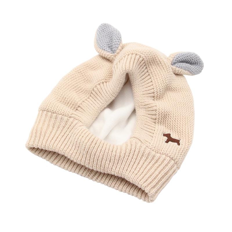 Dogs and Cats Boutique 3b Beige Knitted Rabbit Ear Pet Hat