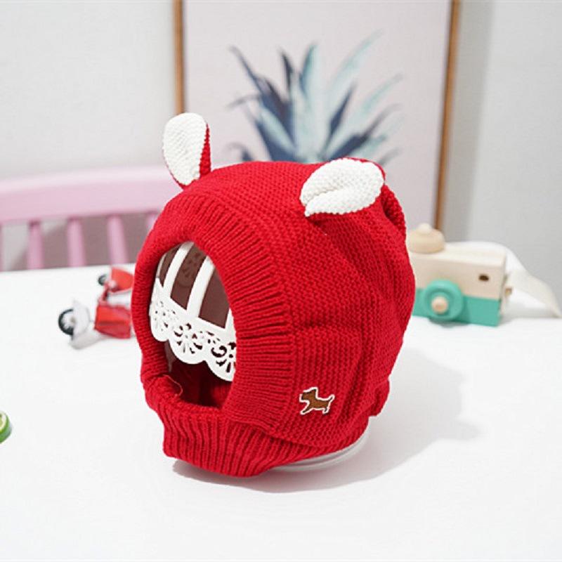 Dogs and Cats Boutique 3b Red Knitted Rabbit Ear Pet Hat