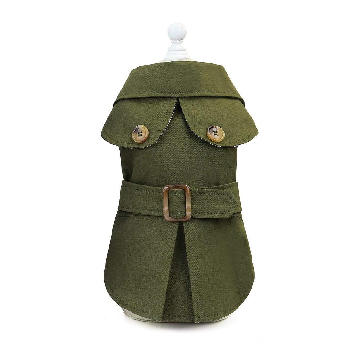 Dogs and Cats Boutique 5 Army green / XL Button Belted Dog Coat