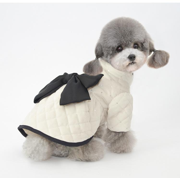 Dogs and Cats Boutique 5 Beige / S Beauty Bow Dog Winter Coat