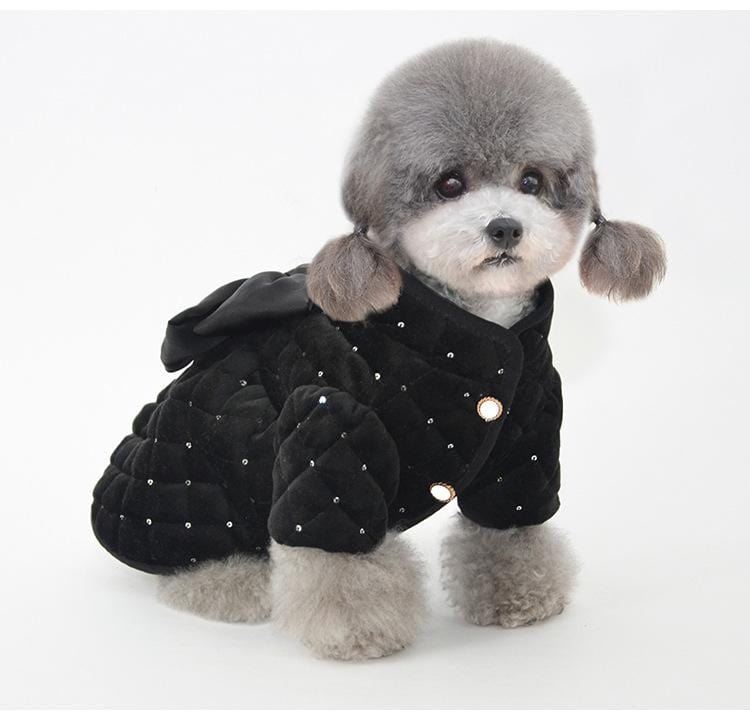 Dogs and Cats Boutique 5 Black / S Beauty Bow Dog Winter Coat