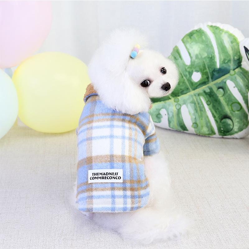 Dogs and Cats Boutique 5 Blue / S Check My Plaid Two-leg Cotton Dog Coat