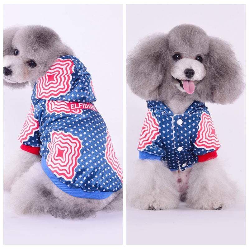 Dogs and Cats Boutique 5 Blue / XS Falling Stars Warm Dog Hooded Coat