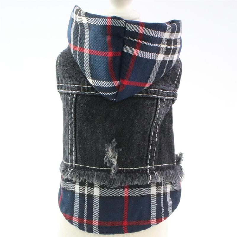 Dogs and Cats Boutique 5 Blue / XS Pristine Plaid Denim Dog Vest Coat